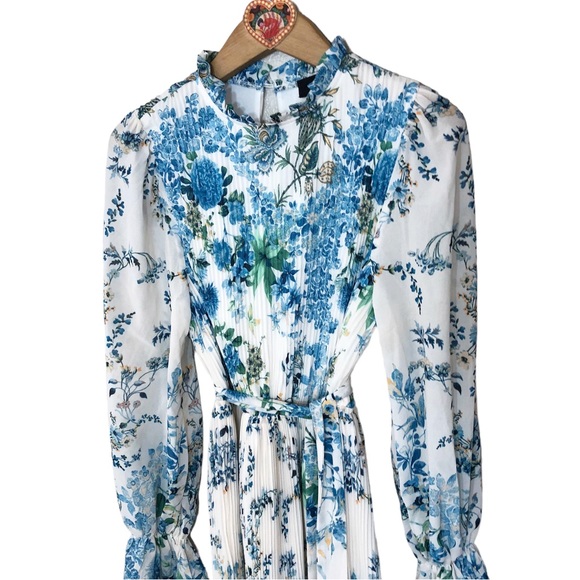 VICI Tempe Floral Ruffle Pleated Midi Dress S - Picture 8 of 14